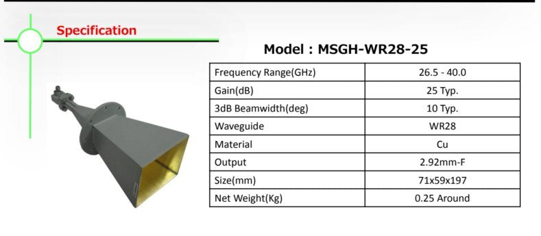 Microwave Factory MSGH-WR28-25 Standard Gain Horn Antenna [q1202831327]