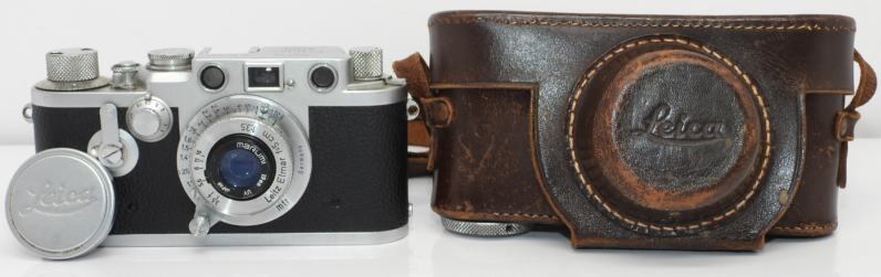 Leica IIIf Rangefinder Camera Leitz Elmar f=5cm 1:3.5 Lens Marumi UV Filter Genuine Leather Case [l1211416132]