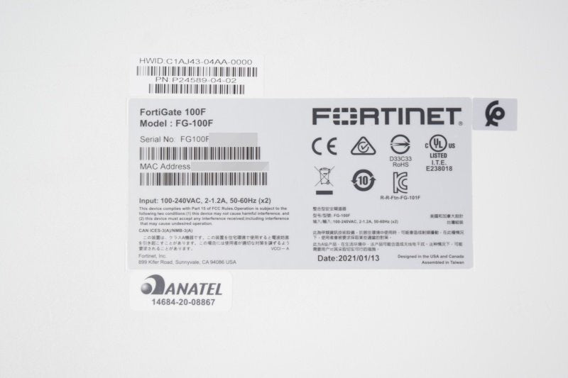 Fortinet FortiGate-100F FG-100F Firewall 5 Units [c1239992759]