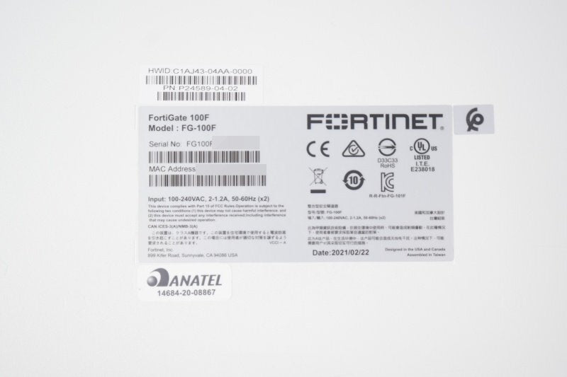 Fortinet FortiGate-100F FG-100F Firewall 5 Units [c1239992759]