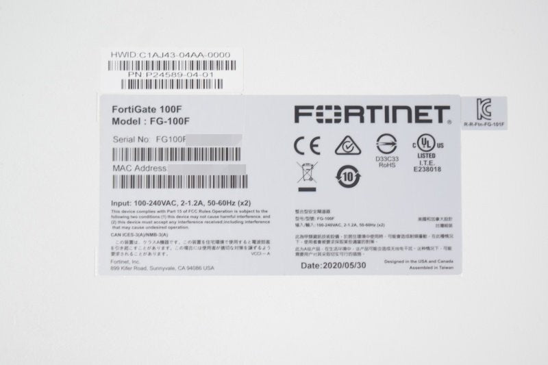 Fortinet FortiGate-100F FG-100F Firewall 5 Units [c1239992759]