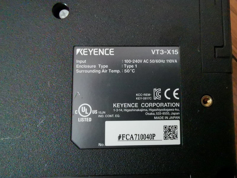 Keyence VT3-X15 Touch Panel 15 inch XGA TFT Color [b1080821504]