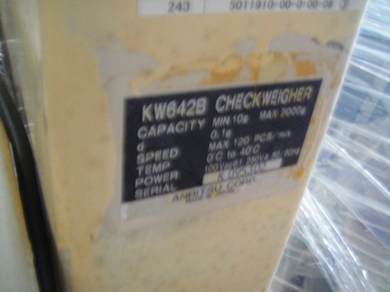 Anritsu KW642B Food Weight Checker Minimum 10g Maximum 2Kg 30cm Belt Width 200V (for parts or not working) [p1239743714]