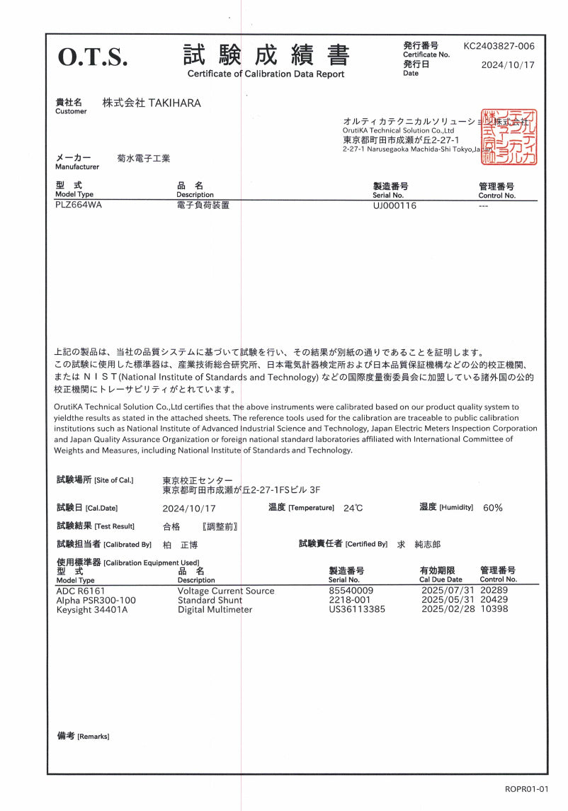 Kikusui PLZ664WA Electronic Load Device with Calibration Test Report [h1191297258]