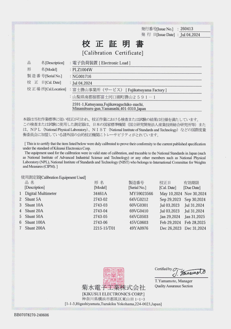 KIKUSUI PLZ1004W Multifunctional DC Electronic Load Device [g1207530300]