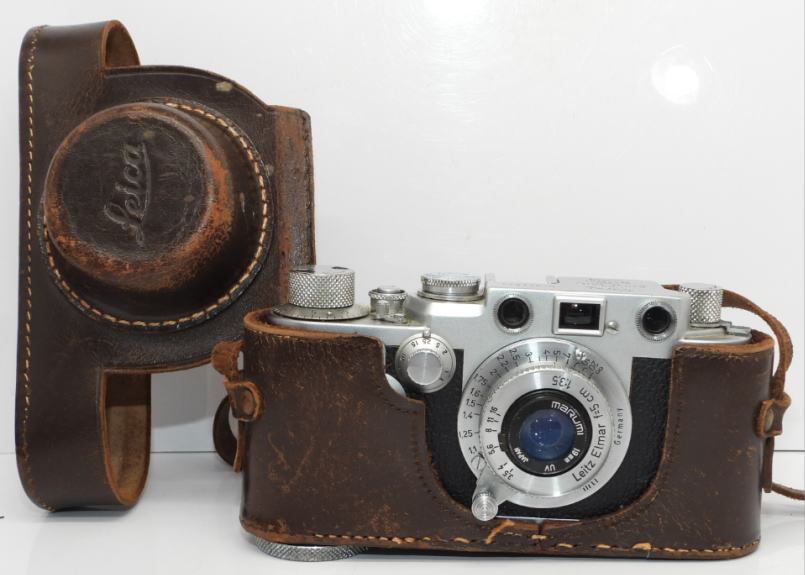 Leica IIIf Rangefinder Camera Leitz Elmar f=5cm 1:3.5 Lens Marumi UV Filter Genuine Leather Case [l1211416132]