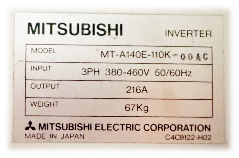 Mitsubishi Electric MT-A140E-110K-00AC Inverter 3PH 380-460V 216A (open box) [b1236353894]