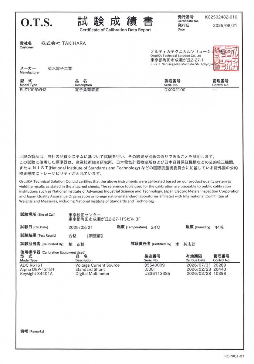 Kikusui Electronics PLZ1005WH2 DC Electronic Load Device [s1198994341]