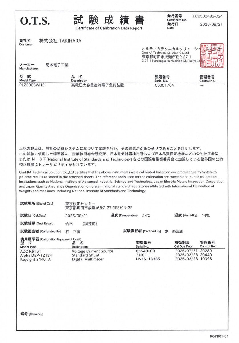 Kikusui Electronics PLZ2005WH2 High-Voltage Large Capacity DC Electronics Load Device [f1199007263]