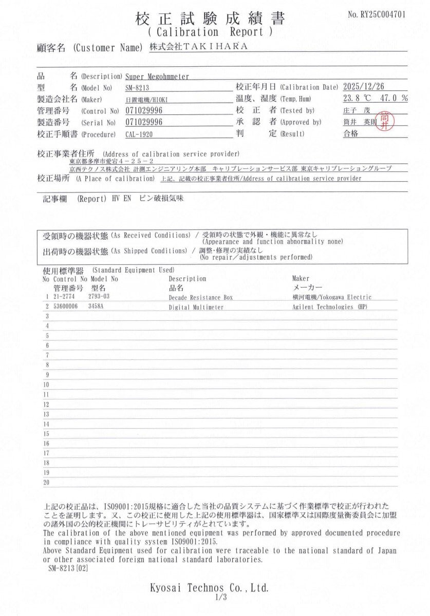 Hioki Electric SM-8213 Super Insulation Meter [v1216044744]