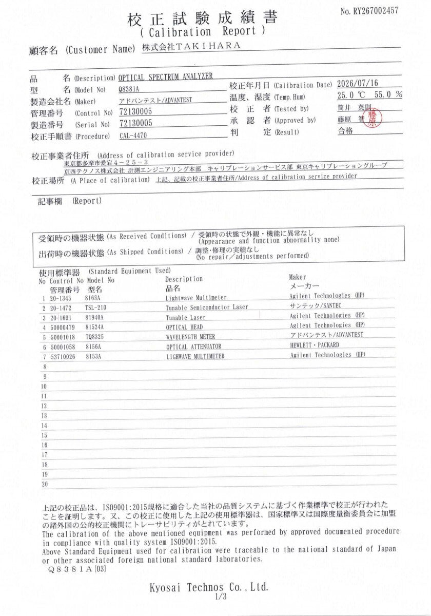 Advantest Q8381A Optical Spectrum Analyzer [d1239145480]
