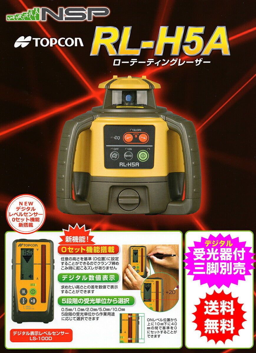 Topcon RL-H5A Rotating Laser Set with LS-100D Receiver and Folder [1189563812]