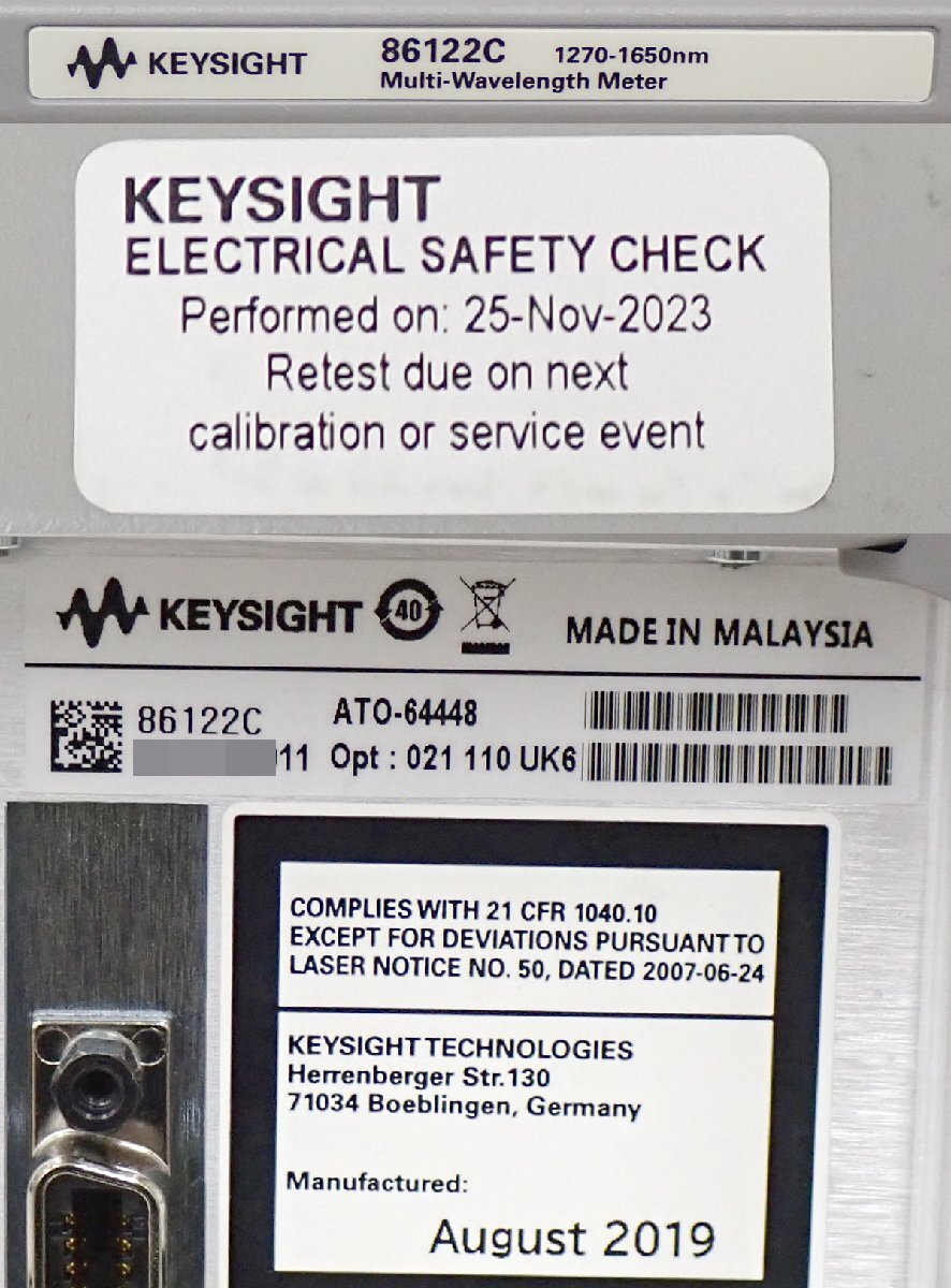 RT54560◆KEYSIGHT/Keysight 86122C Opt.021/110/81000FI Multi-Wavelength Meter Optical Wavelength Meter 1270-1650nm [No Return Guaranteed]