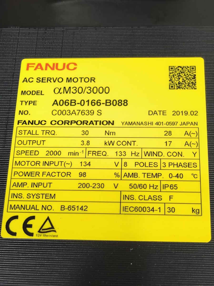 FANUC A06B-0166-B088 AC Servo Motor 3P 200V αM30/3000 [q1227107942]