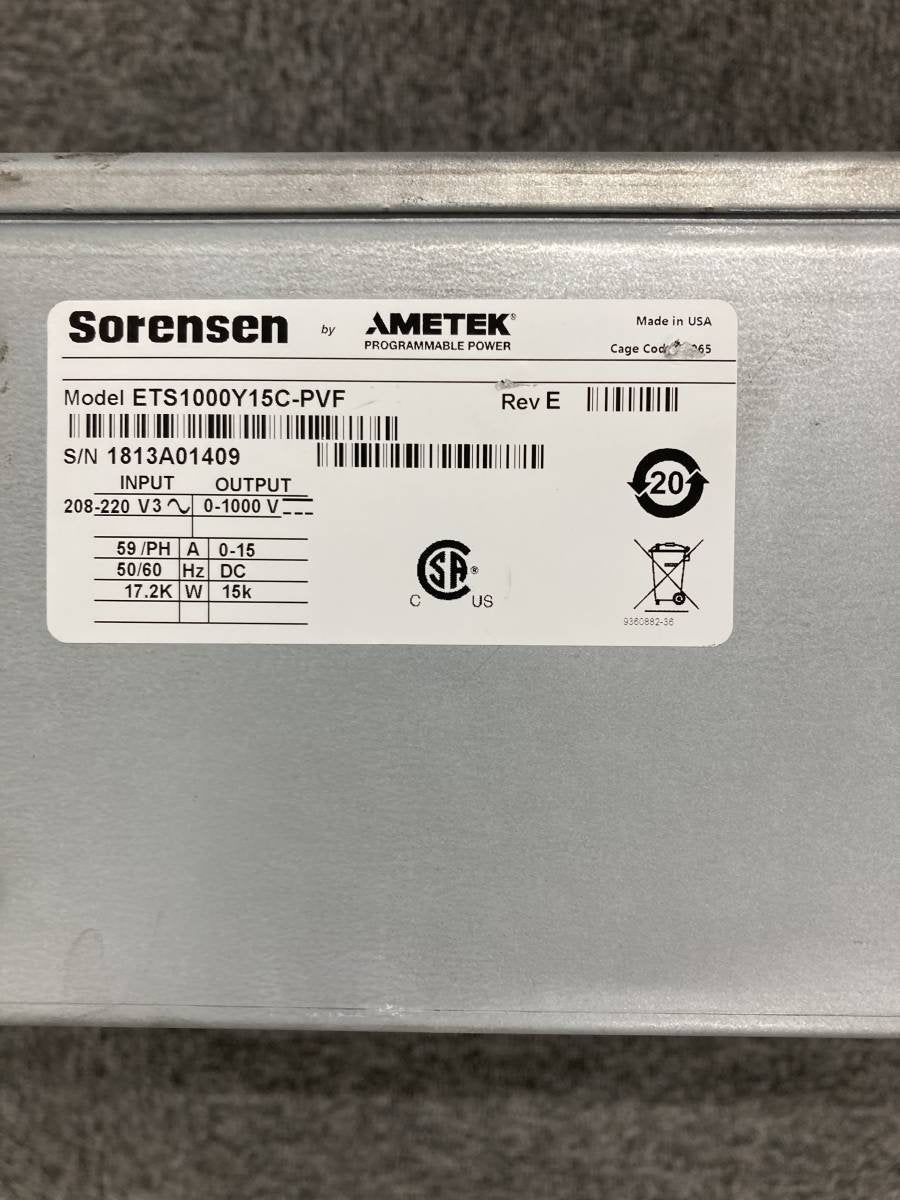 Ametek Elgar ETS1000Y15C TerraSAS Photovoltaic Simulator [b1127892904]
