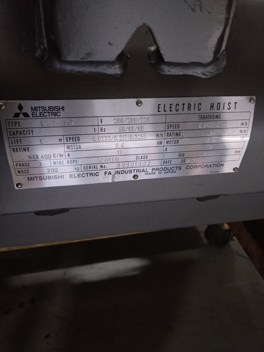 Mitsubishi Electric 1t Inverter Electric Hoist Overhead Crane 6m Lift [t1234862108]