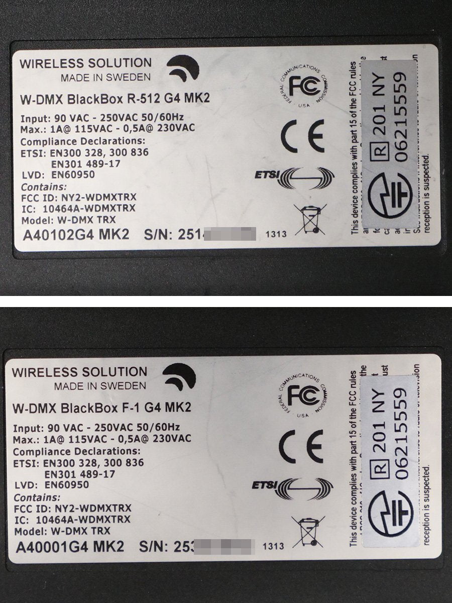 Wireless Solution W-DMX BlackBox F-1 G4 MK2 2 pcs R-512 G4 MK2 4 pcs (as-is) [f1242990551]