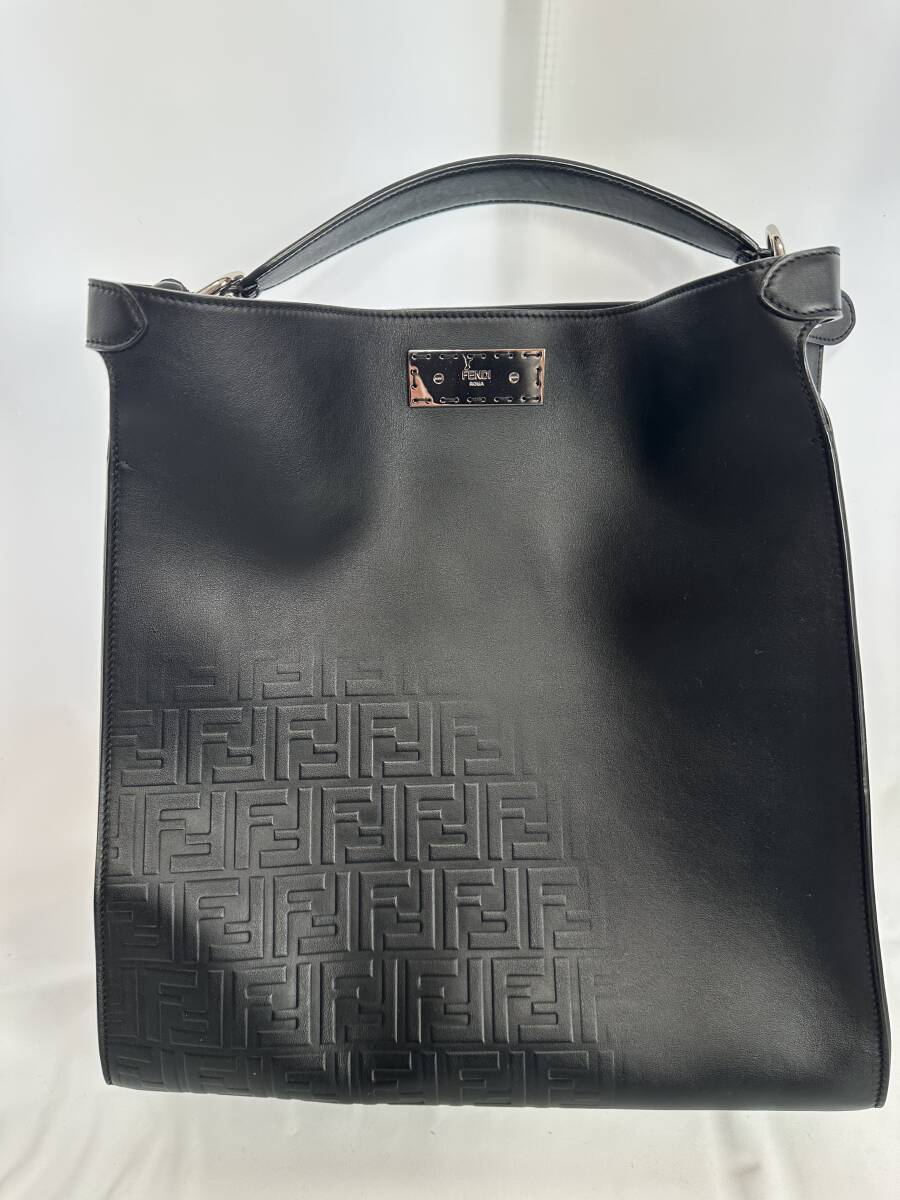 Fendi PEEKABOO X-LITE Leather Tote Bag Black FF Embossed 37cm x 36cm x 13cm [t1248323037]
