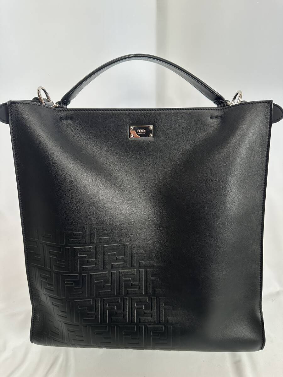 Fendi PEEKABOO X-LITE Leather Tote Bag Black FF Embossed 37cm x 36cm x 13cm [t1248323037]