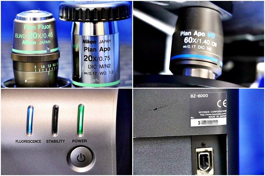 KEYENCE BZ8000 Fluorescent Microscope Objective Lens Set of 3 with Manuals and Software [b1195471050]