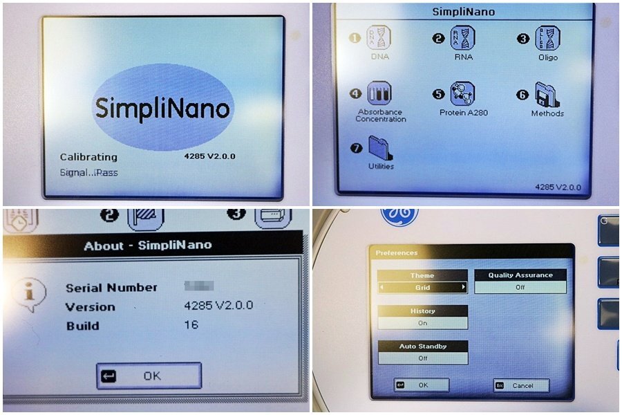 GE Healthcare SimpliNano Spectrophotometer DNA RNA Protein Chemistry 62385Y [p1219178261]