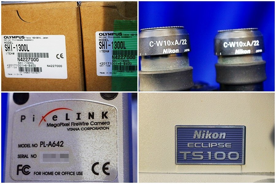 Nikon ECLIPSE TS100 Inverted Microscope with Objective Lens x 3 and Pixelink PL-A642 [t1219522509]