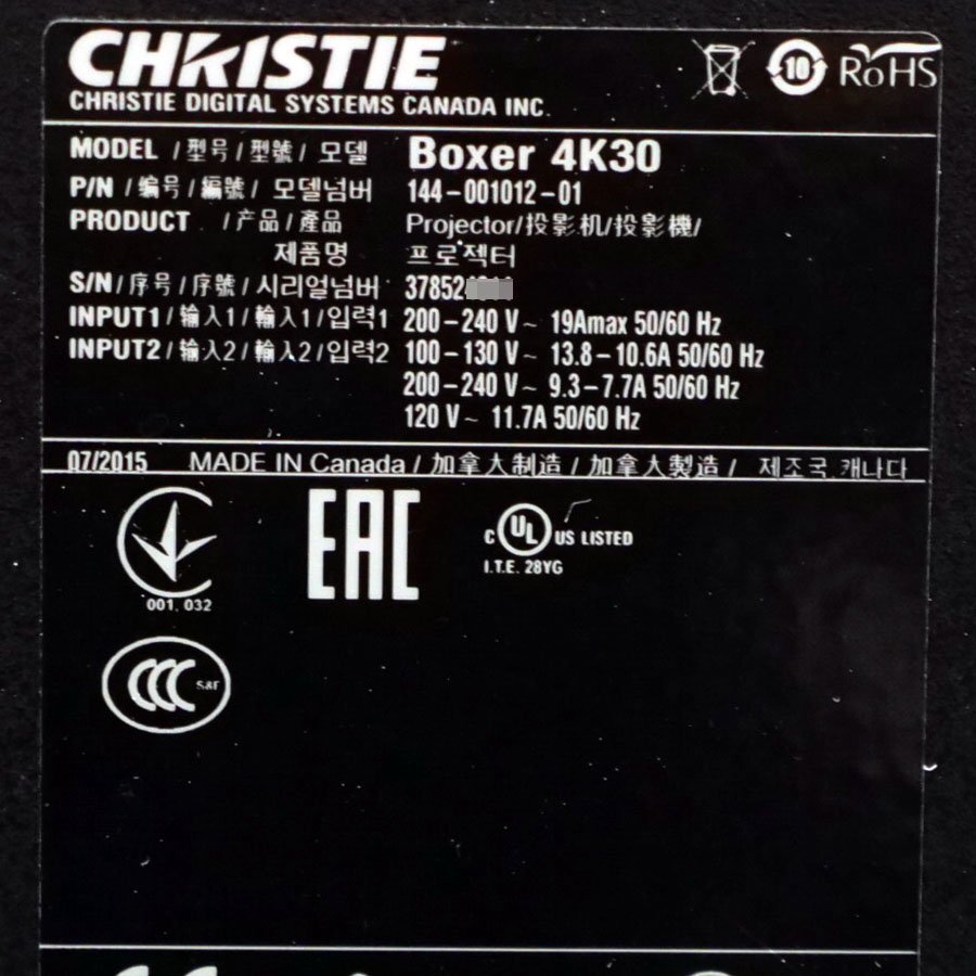 Christie Boxer 4K30 Projector 30000 Lumens 4K Resolution 4096x2160 [p1209156478]
