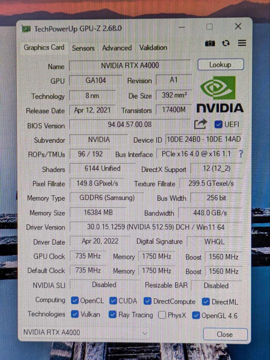 NVIDIA RTX A4000 16GB Graphics Card [v1217961804]