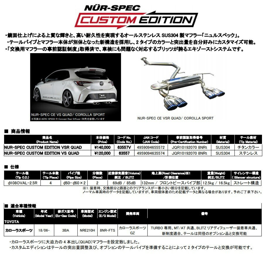 BLITZ NRE210H Muffler Stainless Steel NUR-SPEC CUSTOM EDITION [1073850437]
