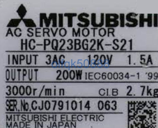 Mitsubishi HC-PQ23BG2K-S21 Servo Motor [f1100729630]