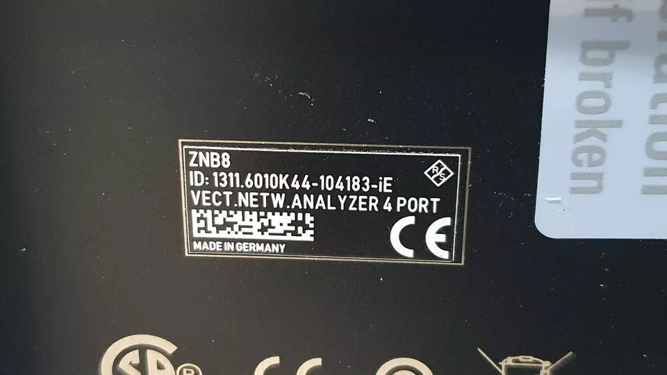 NBC R&S ZNB8 Vector Network Analyzer 9kHz to 8.5GHz 4 Ports [1162981697]