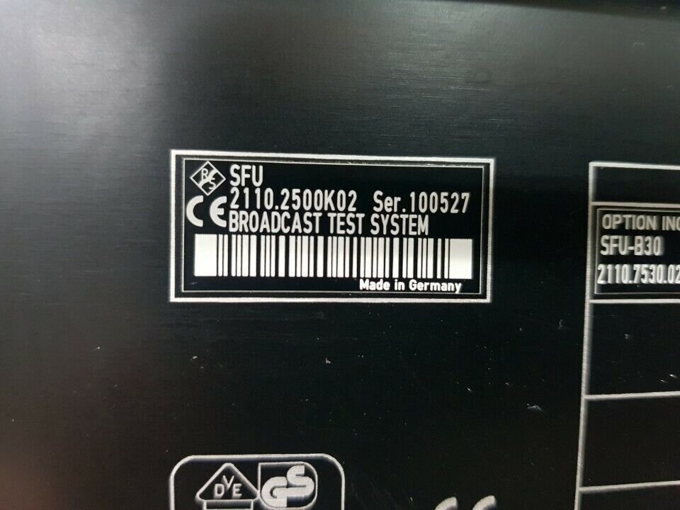 NBC R&S SFU Broadcast Test System Opt B30 K1 K40 K80 Broadcast Test System [q1130270553]