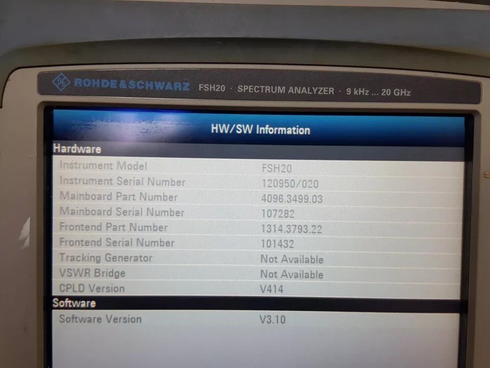 NBC R&S FSH20 Spectrum Analyzer 9kHz-20GHz [u1160183820]