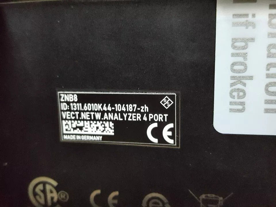 NBC R&S ZNB8 Vector Network Analyzer 9kHz to 8.5GHz 4 Ports [f1162978094]