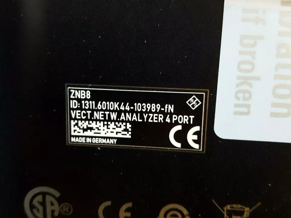 R&S ZNB8 Vector Network Analyzer 9kHz to 8.5GHz 4 Ports [s1162985427]