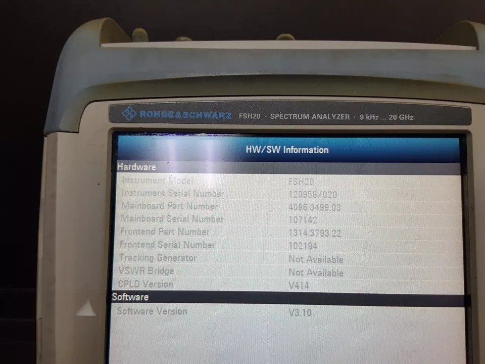 NBC R&S FSH20 Spectrum Analyzer 9kHz-20GHz Opt B106 J100 K40 K46 K47 K50 K51 [t1163712060]