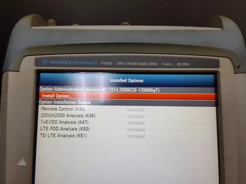 NBC R&S FSH20 Spectrum Analyzer 9kHz-20GHz Opt B106 J100 K40 K46 K47 K50 K51 [t1163712060]