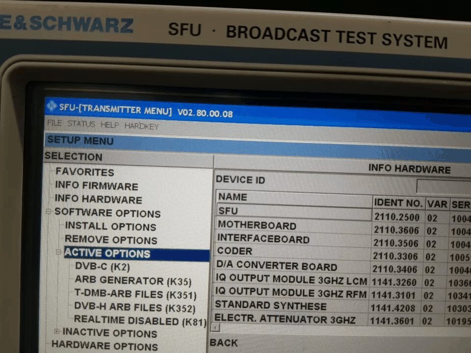 NBC R&S SFU Broadcast Test System Opt B3 B4 K2 K35 K351 K352 K81 [e1164222493]