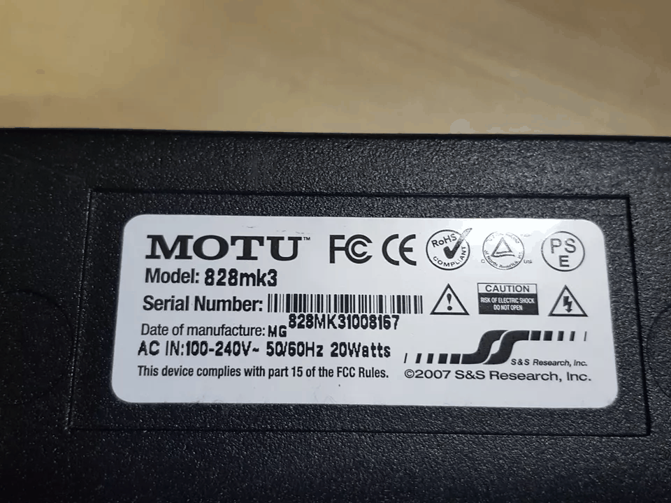 MOTU 828mk3 Hybrid Audio Interface (as-is) [b1172236156]