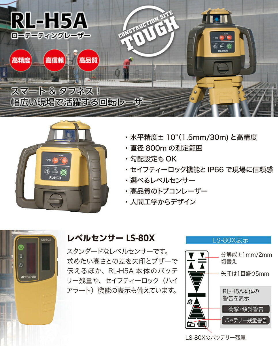 TOPCON RL-H5A Rotating Laser Set with LS-80X Receiver and Folder [1209932839]